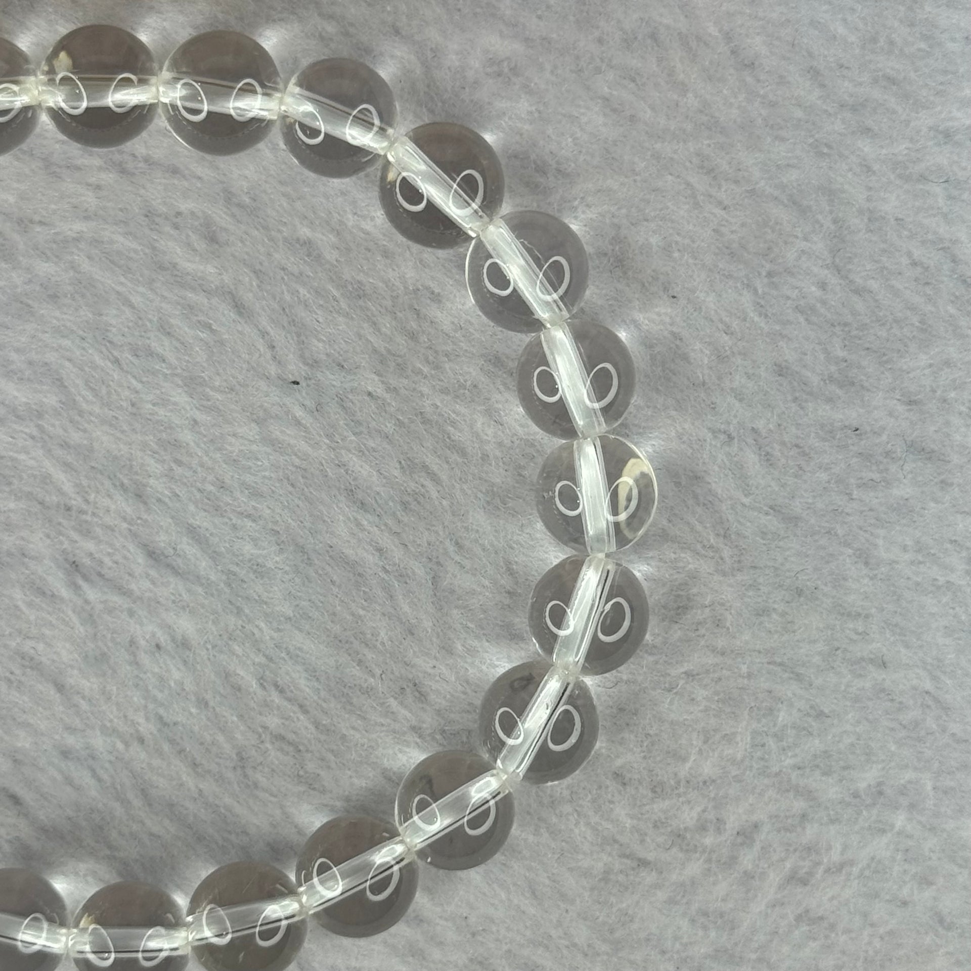 Natural Clear Quartz Bracelet 天然白水晶手链 18.92g 16.5cm 8.4mm 24 Beads - Huangs Jadeite and Jewelry Pte Ltd