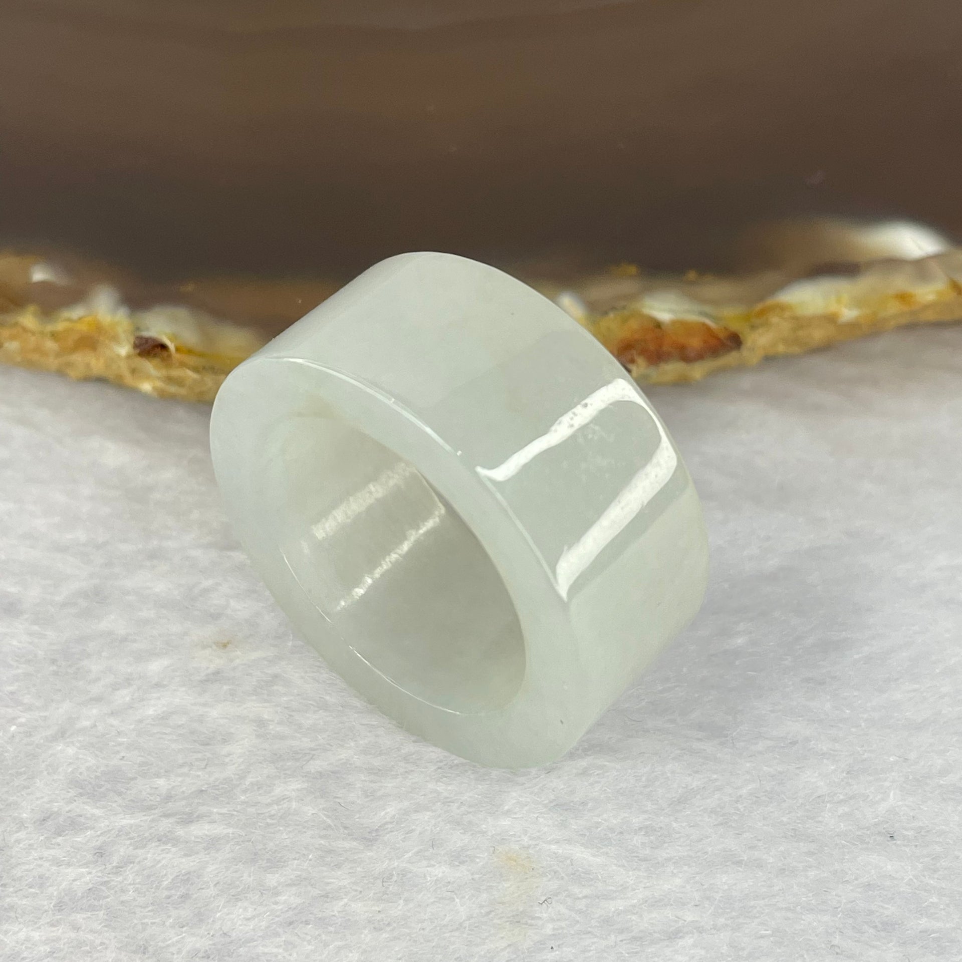 Type A Faint Green Jadeite Thumb Ring 12.63g 20.4 by 12.0 by 4.4mm US10.5 HK23.5 - Huangs Jadeite and Jewelry Pte Ltd