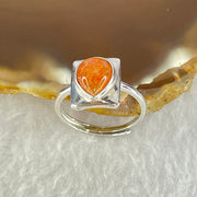 Good Grade Natural Golden Sun Stone in S925 Silver Ring (Adjustable Size) 2.08g 8.8 by 7.0 by 3.5mm - Huangs Jadeite and Jewelry Pte Ltd