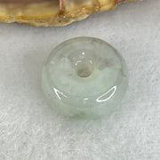 Type A Semi Icy Light Green With Wuji Grey Spots Jadeite Ping An Kou Donut Pendant 2.80g 14.0 by 6.8mm - Huangs Jadeite and Jewelry Pte Ltd