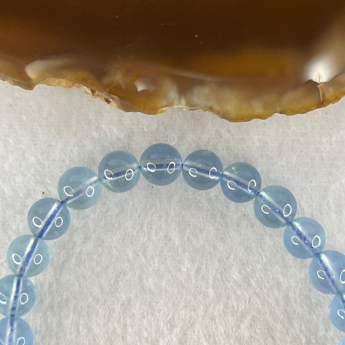 Certified Above Average Natural Aquamarine Beads Bracelet | 15cm with 27 Beads 6.8mm (10.99g | Ocean Blue Translucency | Throat & Third Eye Chakra Harmony, Tranquil Communication & Serene Wealth Shield)