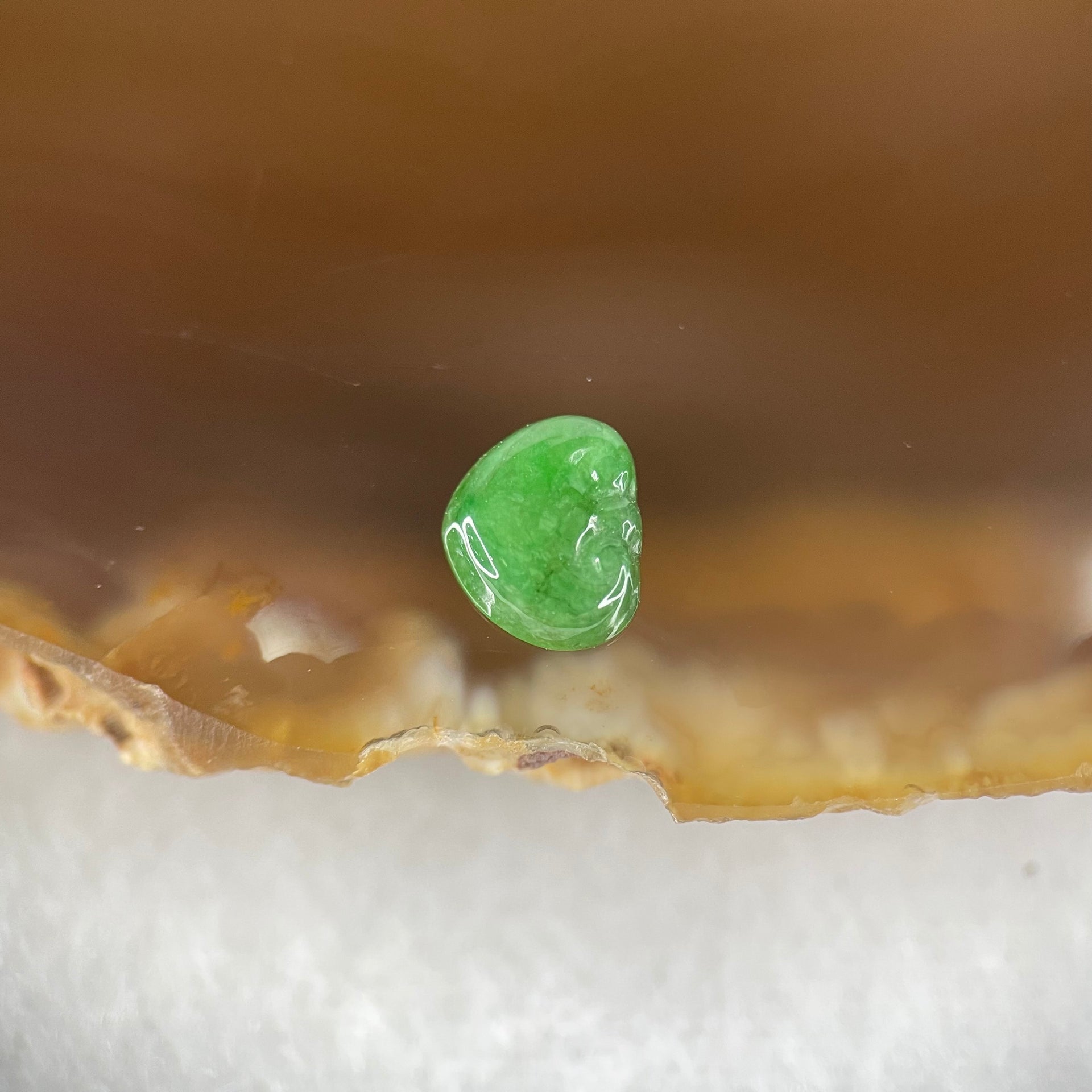 Type A Old Mine Full Green Jadeite Ruyi Charm Stone For Setting 0.16g 7.5 by 6.5 by 1.9mm - Huangs Jadeite and Jewelry Pte Ltd