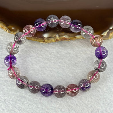 Good Grade Natural Super 7 Crystal Beads Bracelet 天然超级七水晶珠手链 24.91g 16cm 9.8mm 20 Beads