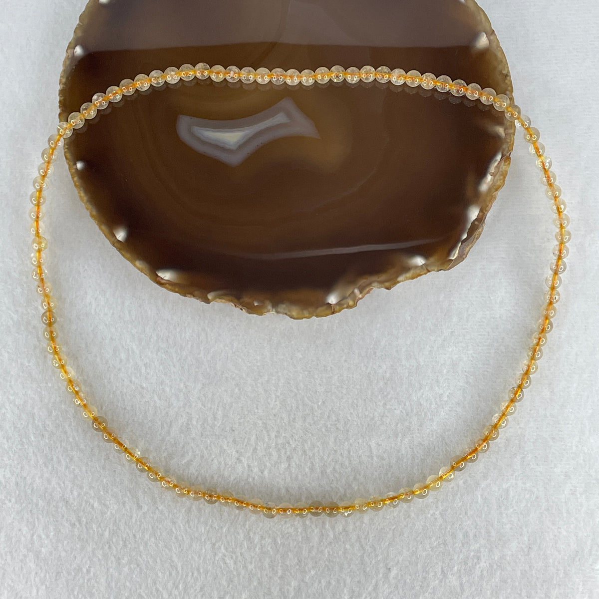 Average Grade Natural Yellow Citrine Crystal Beads Necklace | 5.6mm Golden Abundance (24.34g | 54cm Length | 104 Beads)