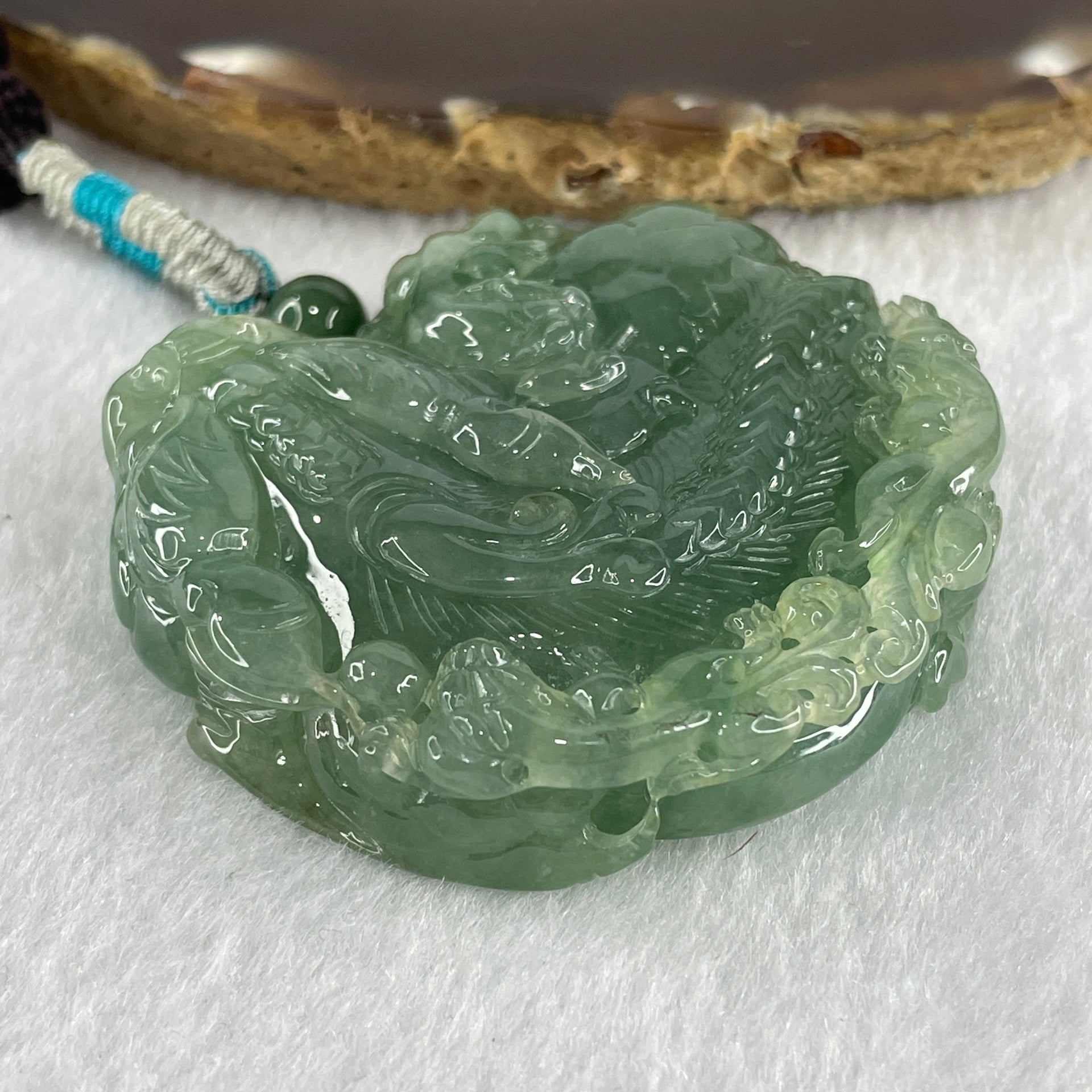 Grand Master Type A Semi Icy Light Green Jadeite Pixiu with 3 Baby Pixiu Double Side Pendant 75.67g 49.0 by 53.5 by 13.3mm - Huangs Jadeite and Jewelry Pte Ltd