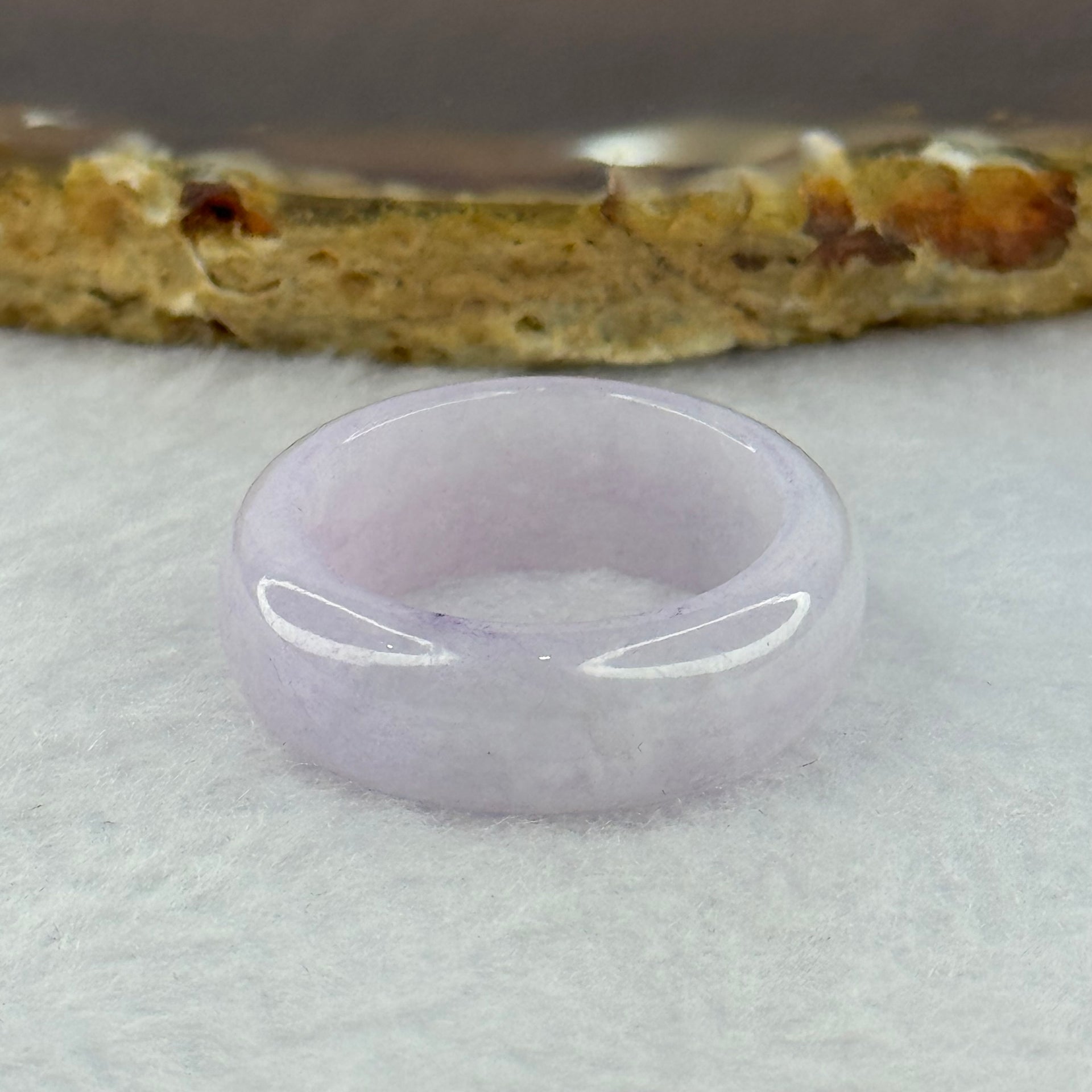 Type A Light Lavender Jadeite Ring 6.10g 8.6 by 3.8mm US9.5 HK21 - Huangs Jadeite and Jewelry Pte Ltd