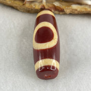 Natural Powerful Tibetan Old Oily Red White Agate One Eye Gold Metal Element Dzi Bead Heavenly Master (Tian Zhu) 一眼金天珠 10.23g 37.9 by 13.3mm - Huangs Jadeite and Jewelry Pte Ltd
