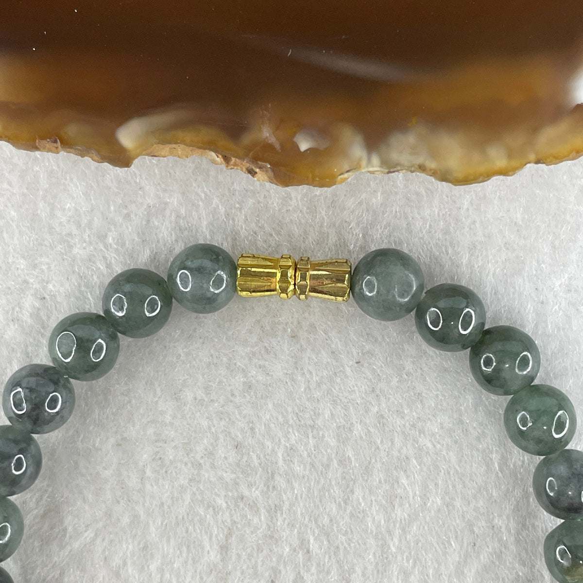 Natural Type A Light Wuji Grey & Blueish Green Jadeite Beads Bracelet |(15.43g | 16.5cm | 7.0mm x 27 Beads | Root, Throat & Heart Chakra Synergy, "Wuji" Spatial Shield & Feng Shui Serenity Anchor)