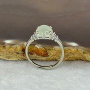 Type A Light Green Jadeite with Crystals in S925 Sliver Ring (Adjustable Size) 2.02g 9.7 by 8.2 by 3.5mm - Huangs Jadeite and Jewelry Pte Ltd