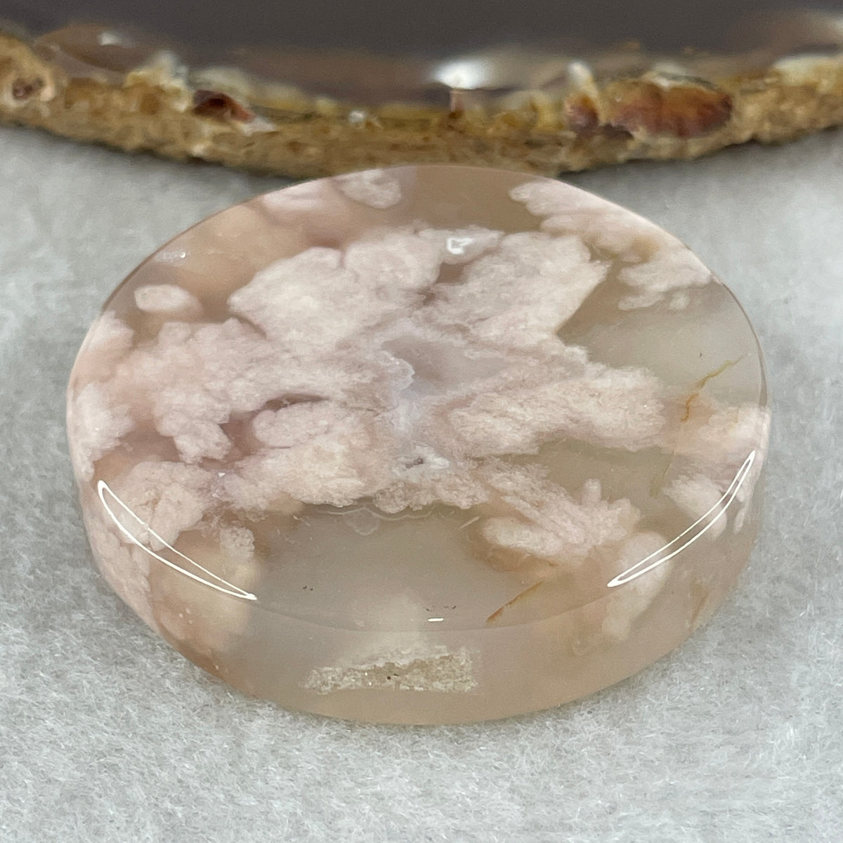 Natural Pink Flower Agate Oval Bangle Set | (63.99g | 54.6mm ID| 8.2 x 7.1mm | Blooming Self-Love & Emotional Renewal Anchor, Feng Shui Harmony & Petite Guifei Stacking Bangle Set) - Huangs Jadeite and Jewelry Pte Ltd