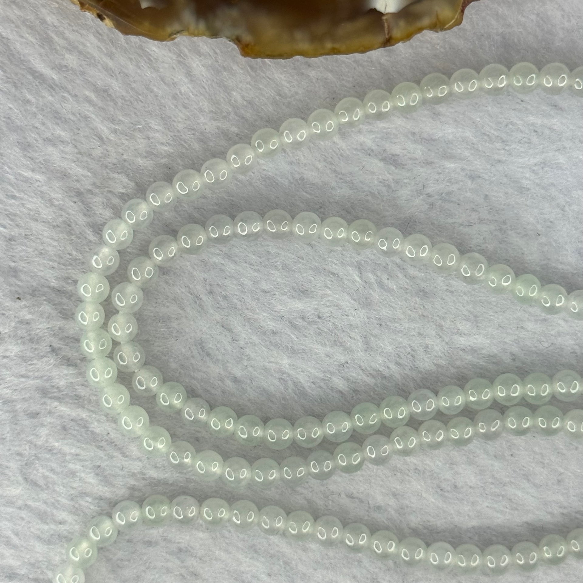 Type A ICY Light Green Jadeite Beads Necklace 13.59g 55cm 3.8mm 156 Beads - Huangs Jadeite and Jewelry Pte Ltd