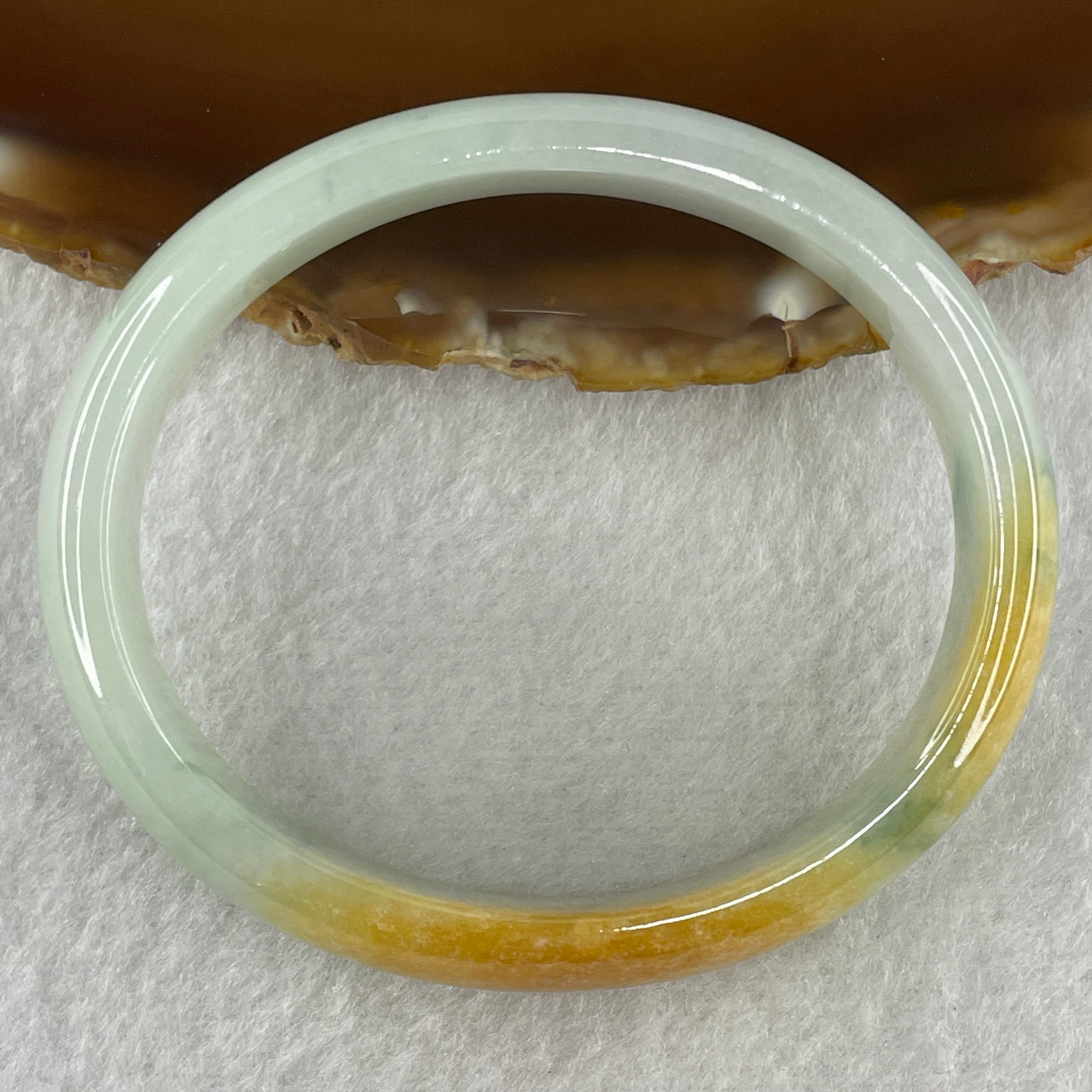 Certified Natural Type A Light Green Faint Lavender with Yellow Jadeite Oval Bangle 35.10g Inner Diameter 55.7mm Thickness 11.8 by 6.2mm (Close to Perfect)