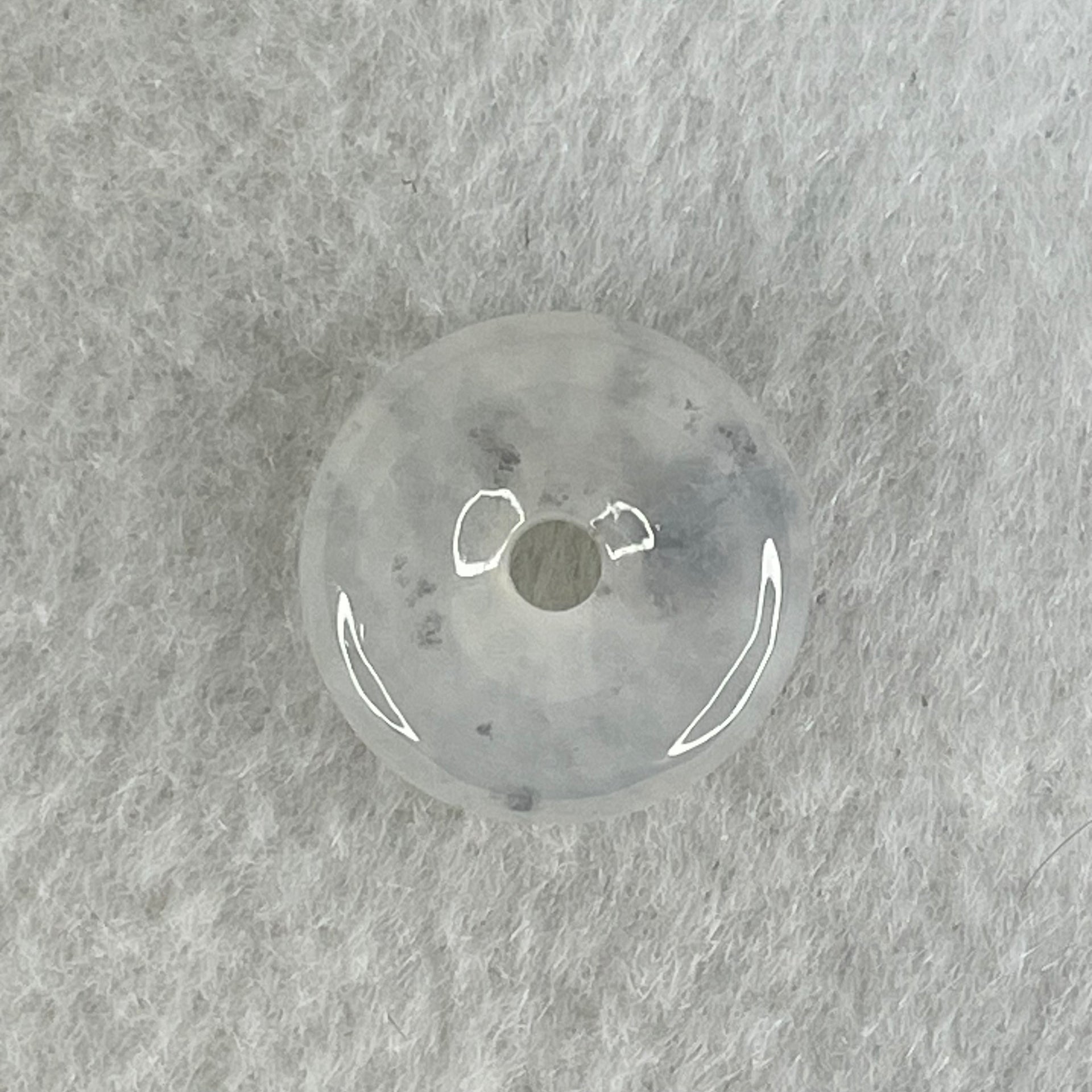 Type A Semi Icy Light Lavender With Wuji Grey Spots Jadeite Ping An Kou Charm/Pendant 2.80g 15.6 by 5.5mm - Huangs Jadeite and Jewelry Pte Ltd