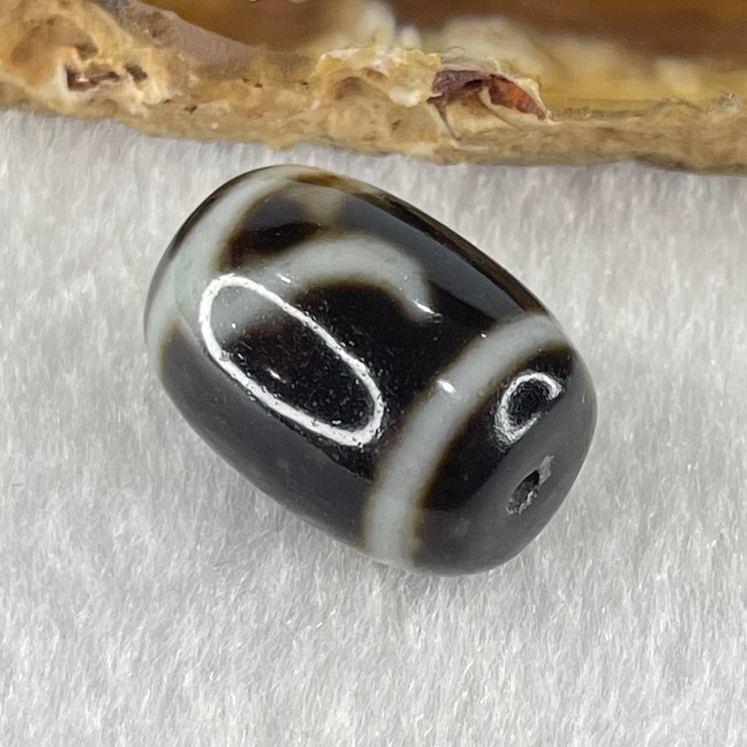 Natural Powerful Tibetan Old Oily Green Tara Dzi Bead Heavenly Master (Tian Zhu) 绿度母天珠 4.92g 18.1 by 12.9mm - Huangs Jadeite and Jewelry Pte Ltd