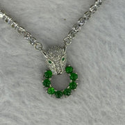 Type A Icy Green Omphasite Jadeite Panther Charm with Crystals in S925 Sliver Necklace 13.29g 2.3 by 1.5mm 8pcs - Huangs Jadeite and Jewelry Pte Ltd