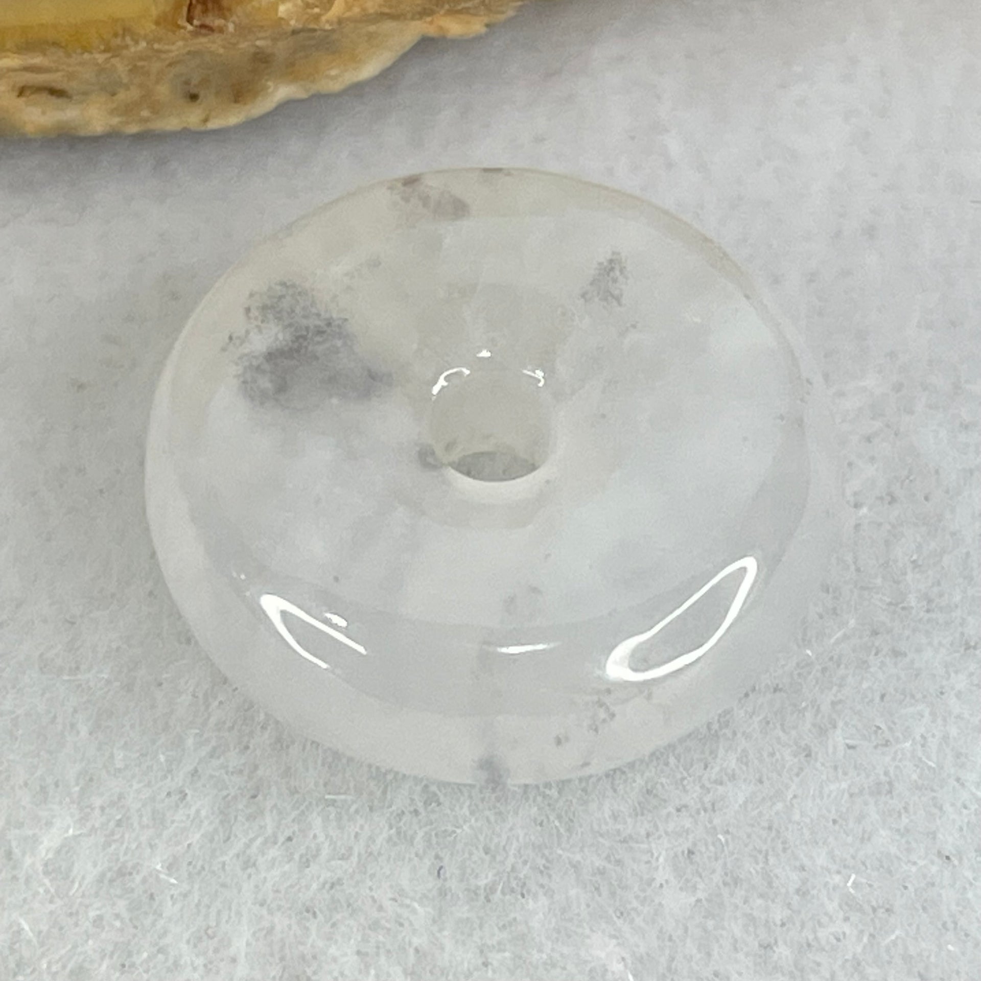 Type A Semi Icy Light Lavender With Wuji Grey Spots Jadeite Ping An Kou Charm/Pendant 2.80g 15.6 by 5.5mm - Huangs Jadeite and Jewelry Pte Ltd