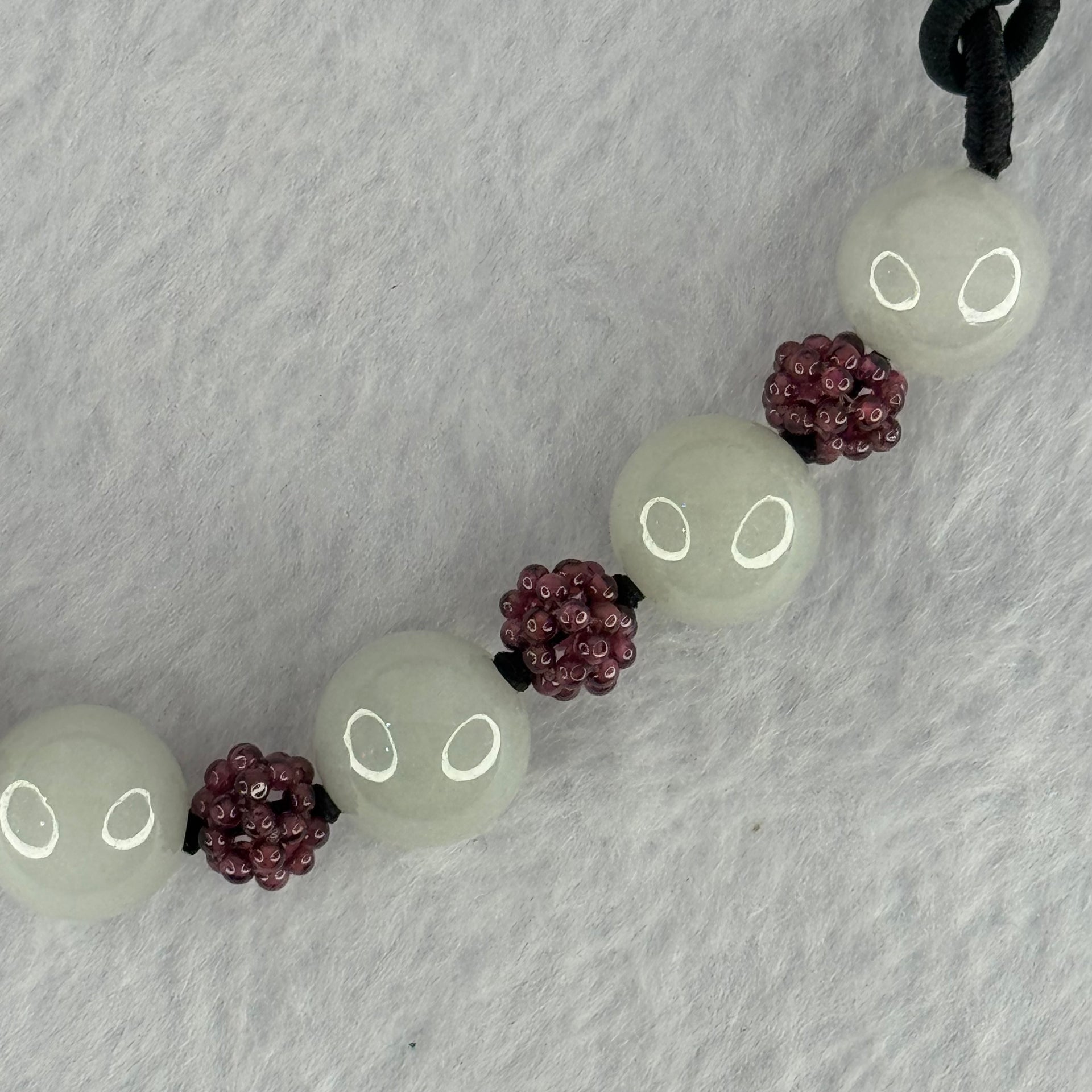 Type A Light Lavender Jadeite Beads Necklace 32.07g 13.3mm by 6 Beads - Huangs Jadeite and Jewelry Pte Ltd