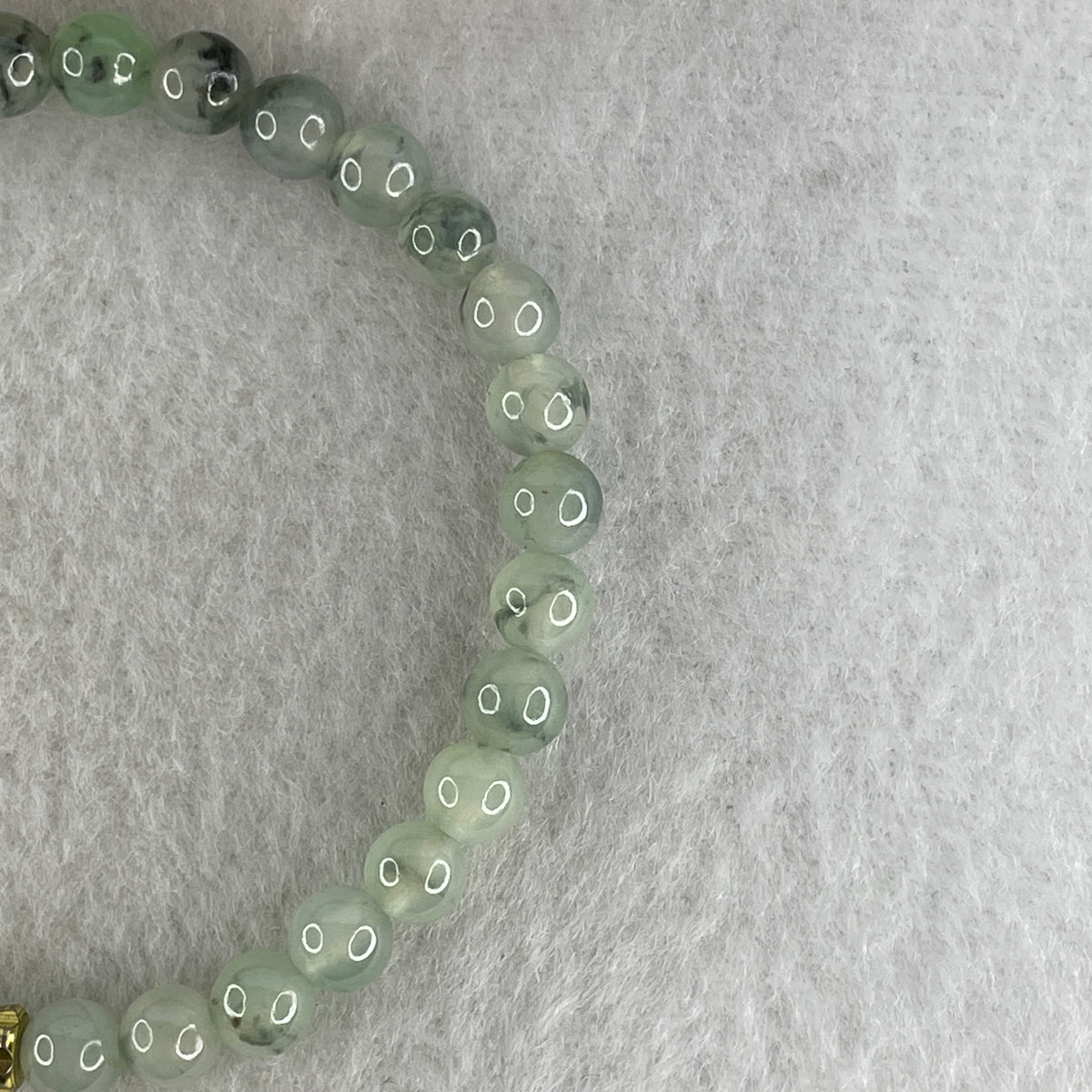 Natural Type A Semi Icy Light Green & Wuji Piao Hua Jadeite Beads Bracelet |(10.15g | 15.5cm | 5.8mm x 32 Beads | Heart, Root & Throat Chakra Synergy, "Wuji" Spatial Shield & Feng Shui Serenity Anchor) - Huangs Jadeite and Jewelry Pte Ltd