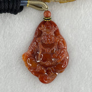 Type A Brownish Red Jadeite Jambhala Pendant 50.23g 63.6 by 45.6 by 1.5mm - Huangs Jadeite and Jewelry Pte Ltd
