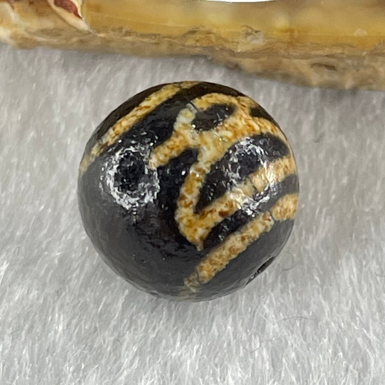 Natural Powerful Tibetan Old Oily Agate 2 Cai Shen Dzi Bead Heavenly Master (Tian Zhu) 1.34g 9.9 by 10.1mm - Huangs Jadeite and Jewelry Pte Ltd