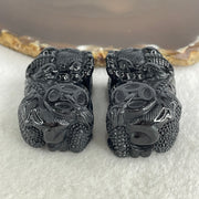 Certified Natural Type A Black Omphacite Jadeite Pixiu pair Pendant Each About 63.02g 51.2 by 29.4 by 21.0mm And 64.42g 48.5 by 28.1 by 22.7mm - Huangs Jadeite and Jewelry Pte Ltd