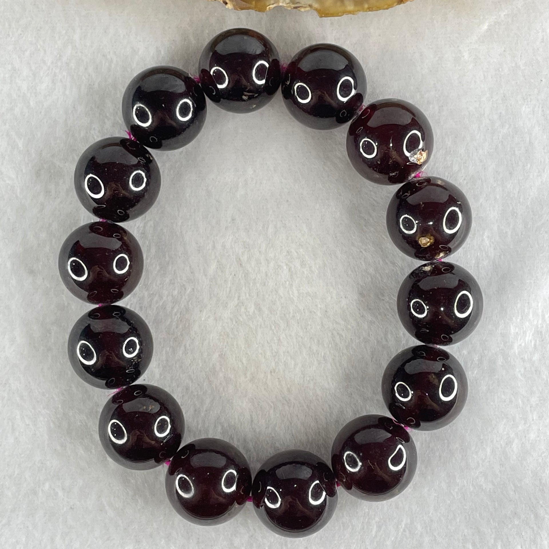 Natural Red Garnet Beads Bracelet 102.52g 17cm 15.8mm 14 Beads (1 Bead External Rough) - Huangs Jadeite and Jewelry Pte Ltd