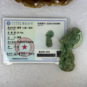 Type A Green Jadeite Dragon Axe with Ingot Pendent 36.64g 69.6 by 36.6 by 11.4mm - Huangs Jadeite and Jewelry Pte Ltd