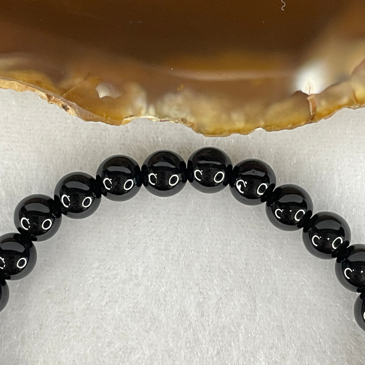 Certified Good Grade Natural Black Obsidian Beads Bracelet | 6.3mm Dainty Mirror-Polished (9.03g | 30 Beads | 15.5cm)