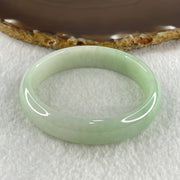 Natural Type A Light Green with White and Yellow Jadeite Oval Bangle 36.02g Inner Diameter 52.1mm 12.7 by 6.2mm (Close to Perfect) - Huangs Jadeite and Jewelry Pte Ltd