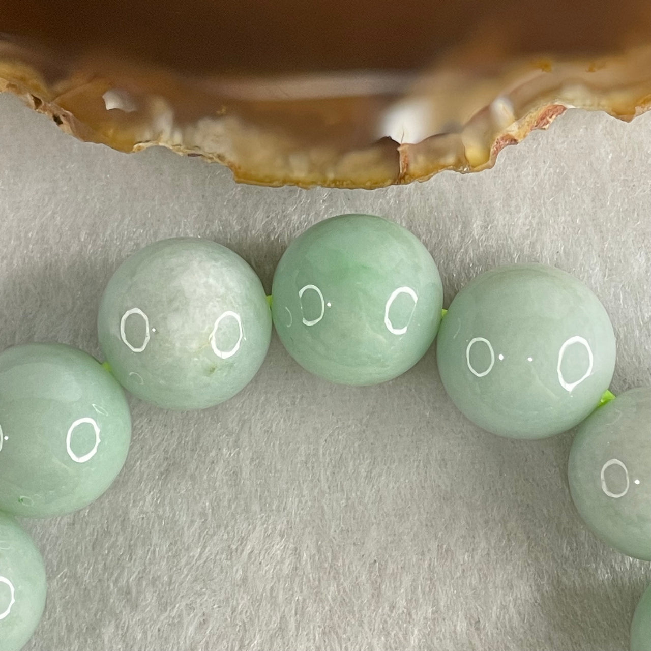 Type A Light Green Jadeite Beads Bracelet 89.10g 15cm 16.0mm 13 Beads (Very Slight Internal Lines) - Huangs Jadeite and Jewelry Pte Ltd
