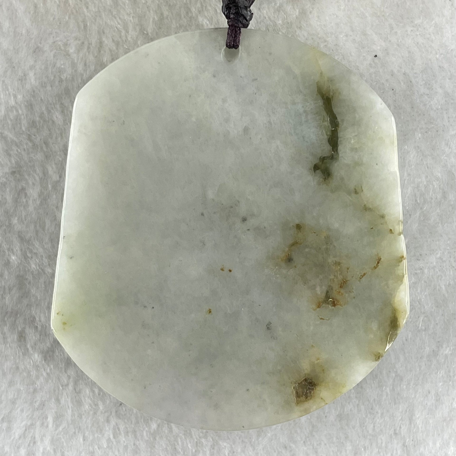 Type A Light Green Jadeite Shan Shui with Guiren Benefactor Pendant 68.16g 52.3 by 46.4 by 12.6mm - Huangs Jadeite and Jewelry Pte Ltd