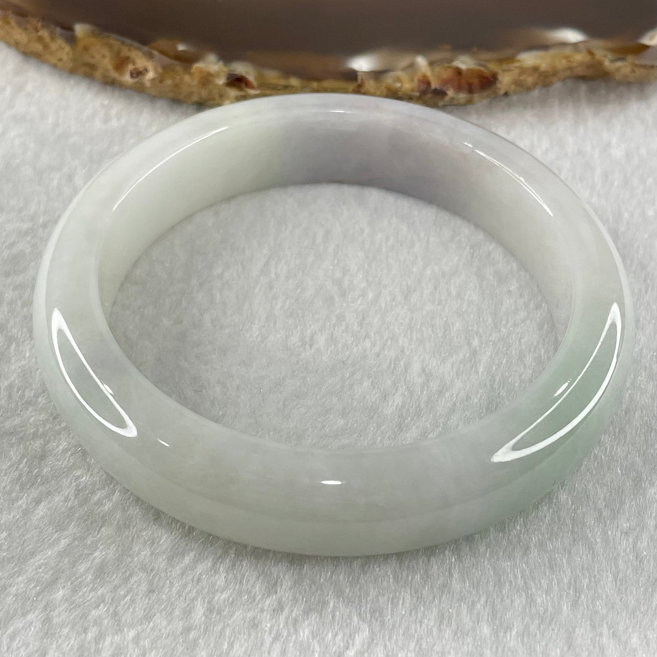 Type A Faint Lavender Green Jadeite Bangle 66.17g Internal Diameter 58.4mm 13.4 by 8.5mm (External Lines) - Huangs Jadeite and Jewelry Pte Ltd