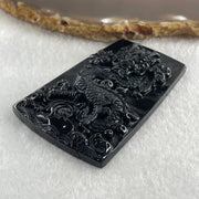 Type A Opaque to Partial Translucent Black Omphacite Jadeite Dragon Pendant 30.25g 64.4 by 42.8 by 8.2mm - Huangs Jadeite and Jewelry Pte Ltd