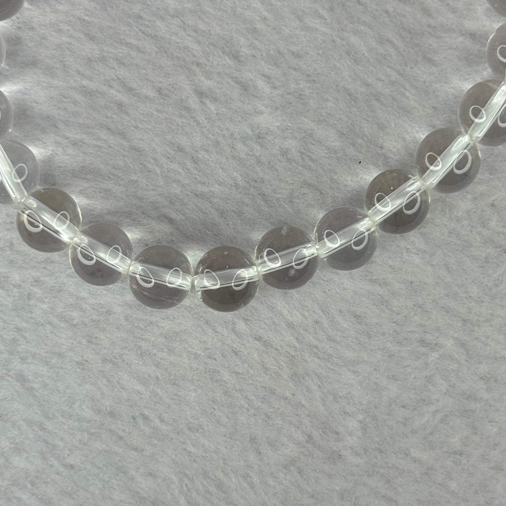 Natural Clear Quartz Bracelet 天然白水晶手链 18.81g 16.5cm 8.4mm 24 Beads - Huangs Jadeite and Jewelry Pte Ltd