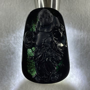 Type A Opaque to Partial Translucent Black Omphacite Jadeite Milo Laughing Buddha Pendant 22.86g 64.6 by 40.5 by 8.7mm - Huangs Jadeite and Jewelry Pte Ltd