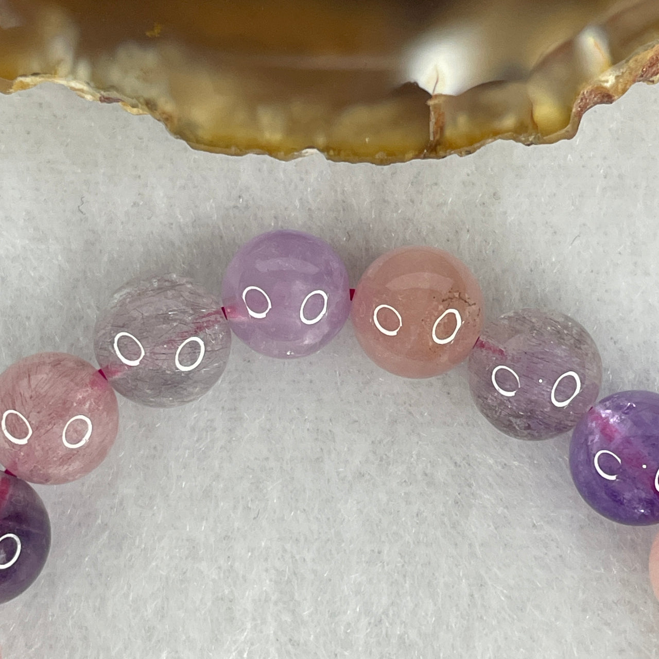 Certified Above-Average Grade Natural Super 7 Crystal Beads Bracelet | High-Density Multi-Bead Stackable Strand | Authentic Sacred Seven Multi-Mineral Inclusions Quartz Spiritual Catalyst & Auric Shield Bracelet (17.05g | 15.5cm Length | 8.2mm | 23 Beads)