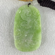 Type A Apple Green Jadeite Double Sided Fire Dragon Pendant 80.29g 75.3 by 44.4 by 13.2mm - Huangs Jadeite and Jewelry Pte Ltd
