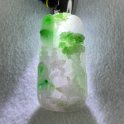 Type A Jelly Lavender and Spicy Green Piao Hua Jadeite Shan Shui and Benefactor 87.19g 79.4 by 40.7 by 11.7mm - Huangs Jadeite and Jewelry Pte Ltd