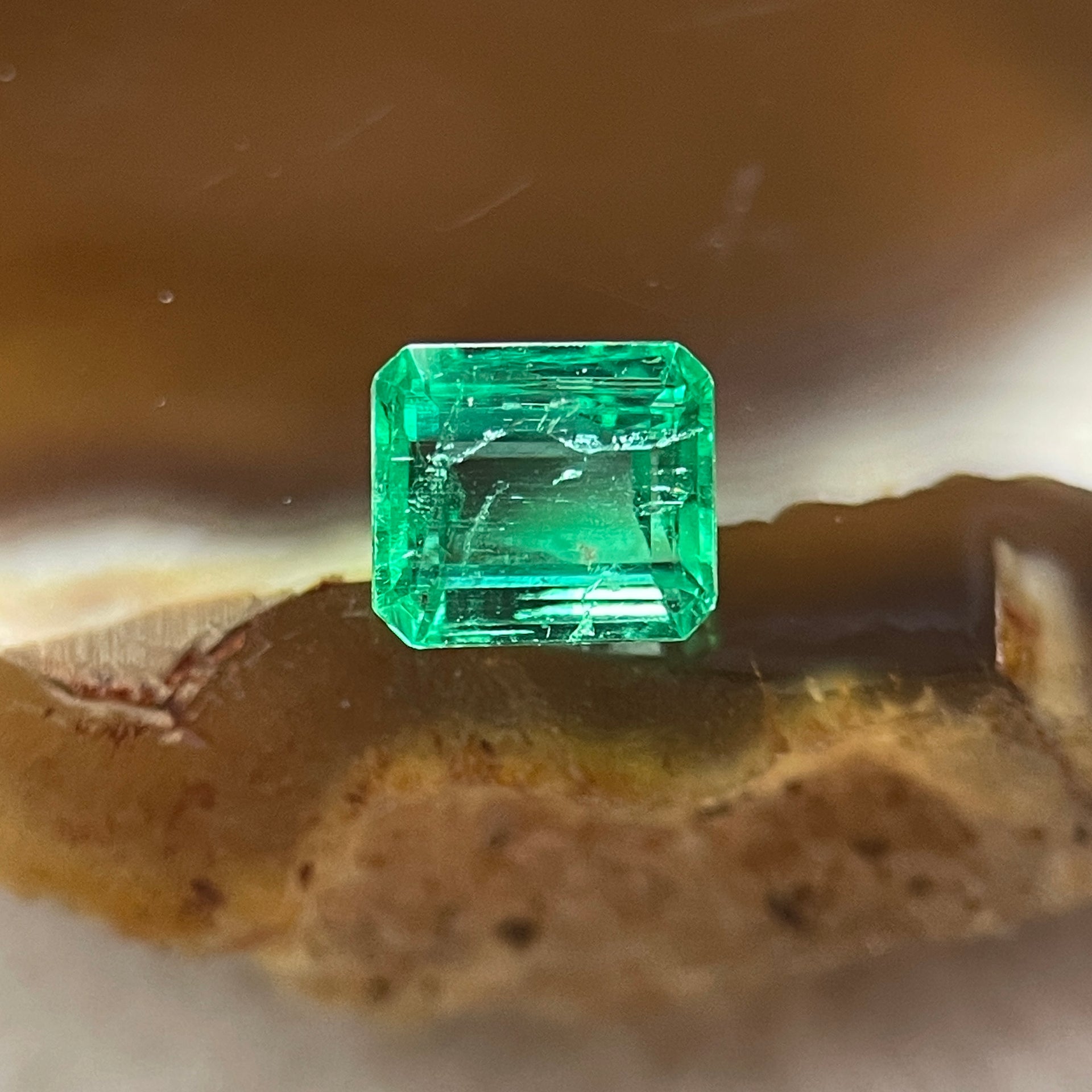 Natural Colombia Vivid Green Emerald (Beryl) Cut-Cornered Rectangular Step cut 0.41ct 4.9 by 4.3 by 2.4mm - Huangs Jadeite and Jewelry Pte Ltd