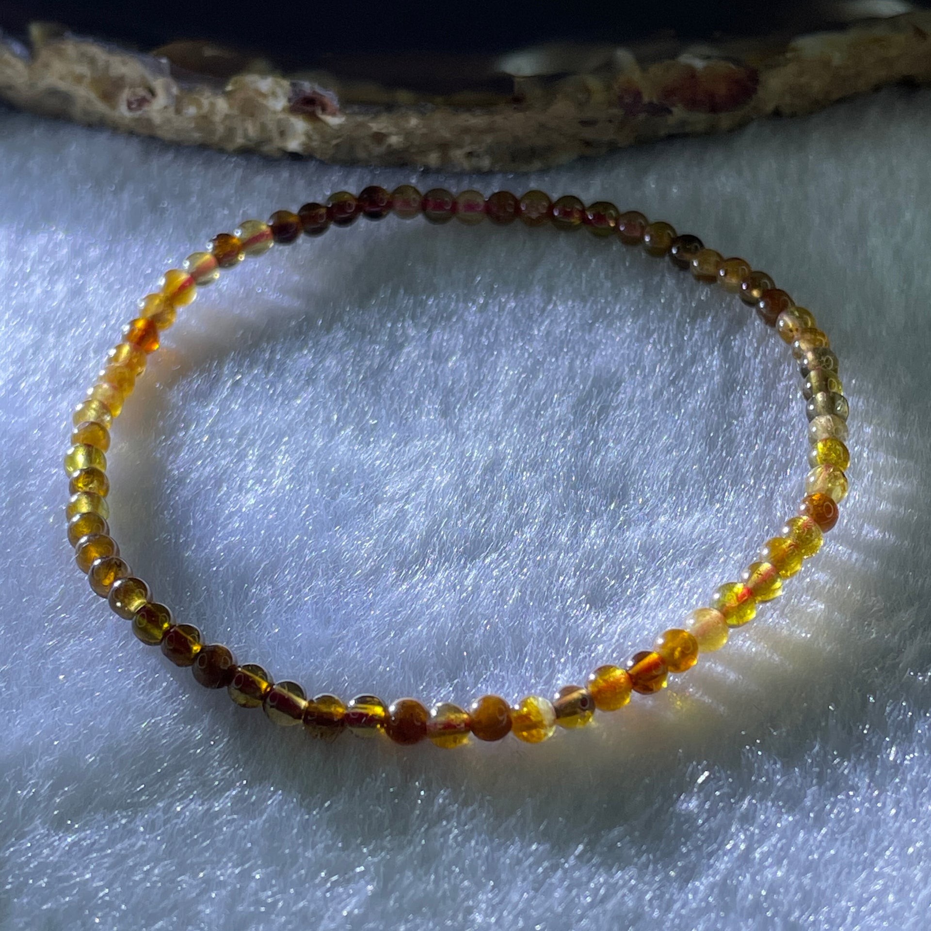 Natural Yellow Tourmaline Crystal Beads Bracelet 2.69g 16cm 3.2mm 66Beads - Huangs Jadeite and Jewelry Pte Ltd