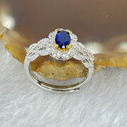 Blue Cubic Zirconia in S925 Sliver Ring (Adjustable Size) 1.68g 6.1 by 3.8mm 2.0mm - Huangs Jadeite and Jewelry Pte Ltd