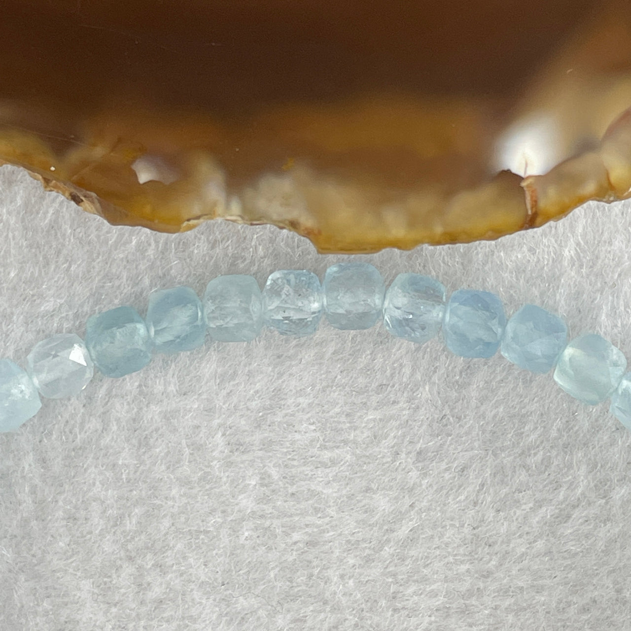 Certified Natural Aquamarine Beads Bracelet 5.1mm 47Beads 19cm Ring 11Beads Total weight 6.90g