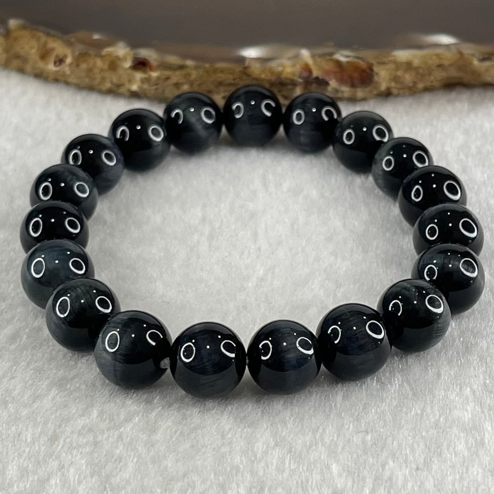 Natural Blue Tiger Eye Quartz Beads Bracelet 25.80g 15.5cm 10.1mm 19 Beads - Huangs Jadeite and Jewelry Pte Ltd