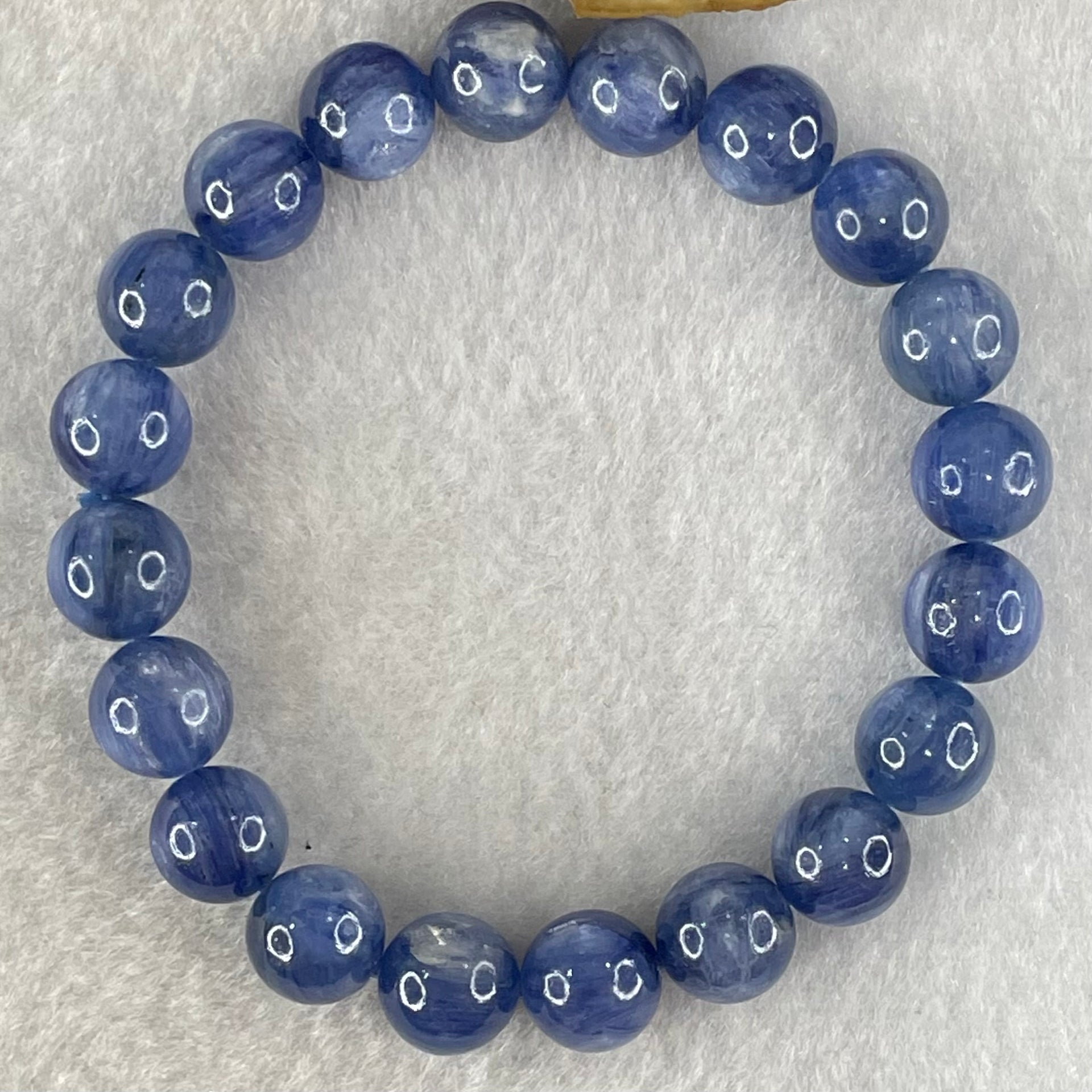 Natural Blue Kyanite Beads Bracelet 31.94g 15.5cm 9.8mm 20 Beads - Huangs Jadeite and Jewelry Pte Ltd