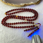 Natural Red Blood with Yellow Amber Beads Necklace 天然血珀项链 12.30g 60cm 5.6mm 110 Beads - Huangs Jadeite and Jewelry Pte Ltd