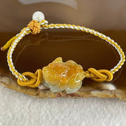 Type A Yellow with Faint Green Lavender Jadeite Male Pixiu String Bracelet 5.58g 13.5cm 20.6 by 15.7 by 10.8mm - Huangs Jadeite and Jewelry Pte Ltd