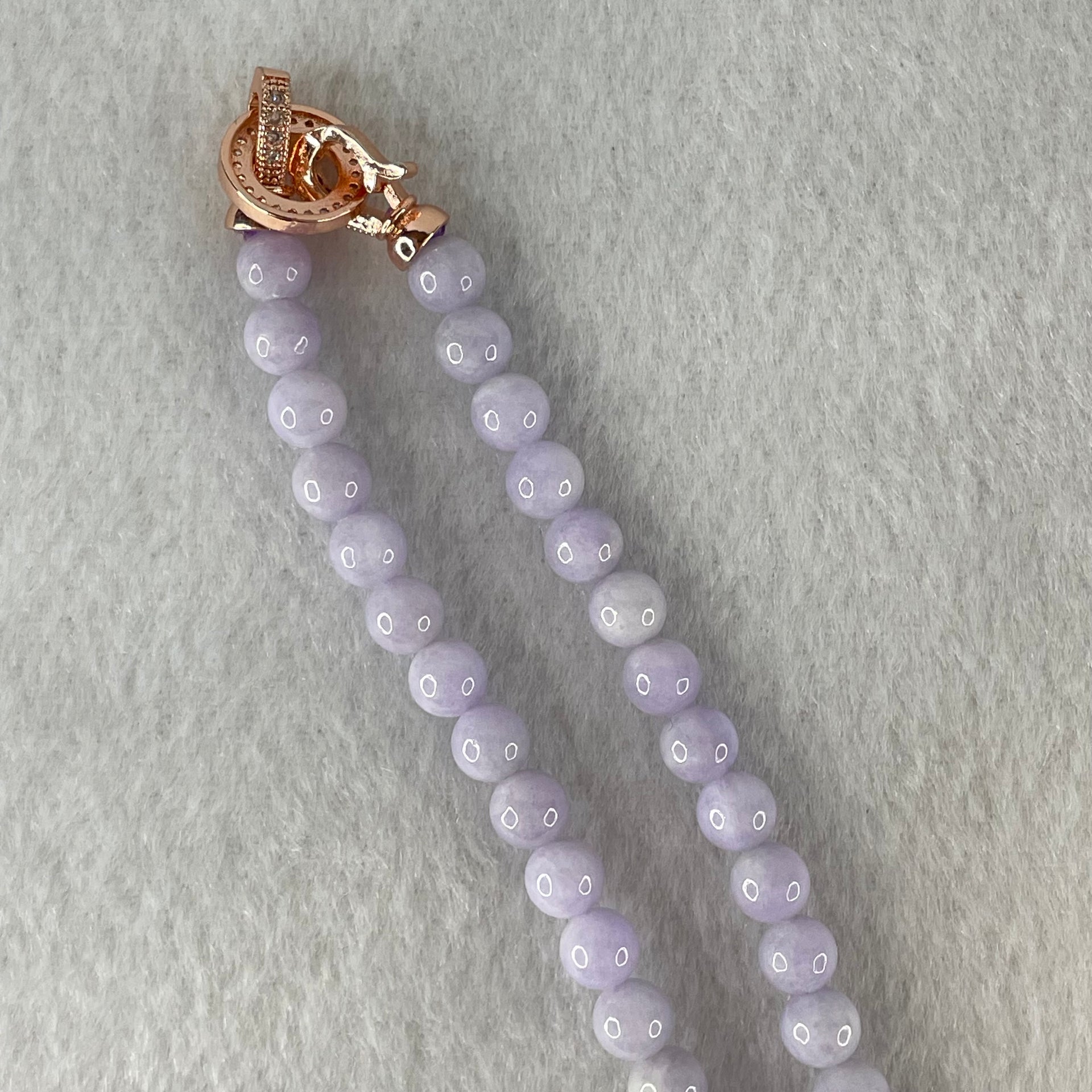 Type A Full Lavender Jadeite Beads Necklace 44.55g 66cm 6.2mm 108 Beads - Huangs Jadeite and Jewelry Pte Ltd