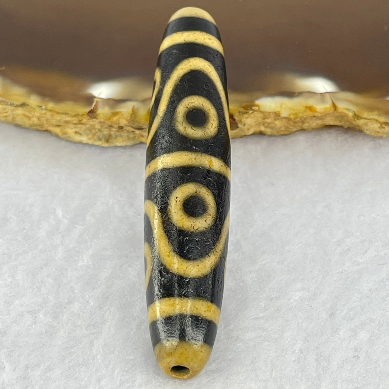 Natural Powerful Tibetan Old Oily Agate 8 Eyes Dzi Bead Heavenly Master (Tian Zhu) 八眼天诛 12.04g 57.2 by 11.9mm - Huangs Jadeite and Jewelry Pte Ltd