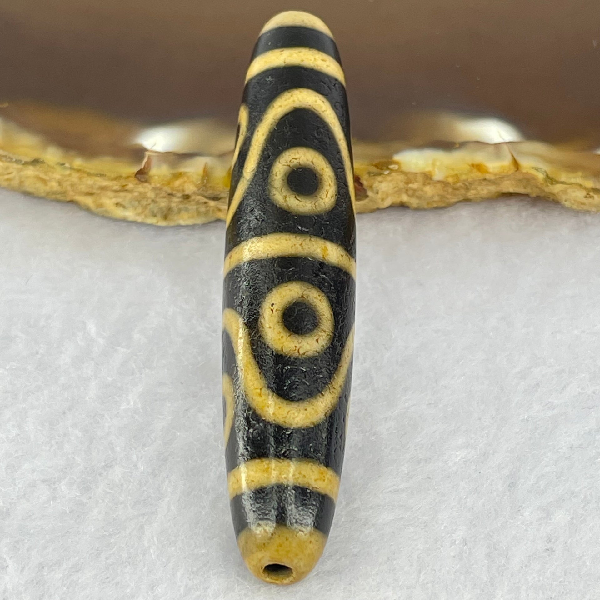 Natural Powerful Tibetan Old Oily Agate 8 Eyes Dzi Bead Heavenly Master (Tian Zhu) 八眼天诛 12.04g 57.2 by 11.9mm - Huangs Jadeite and Jewelry Pte Ltd