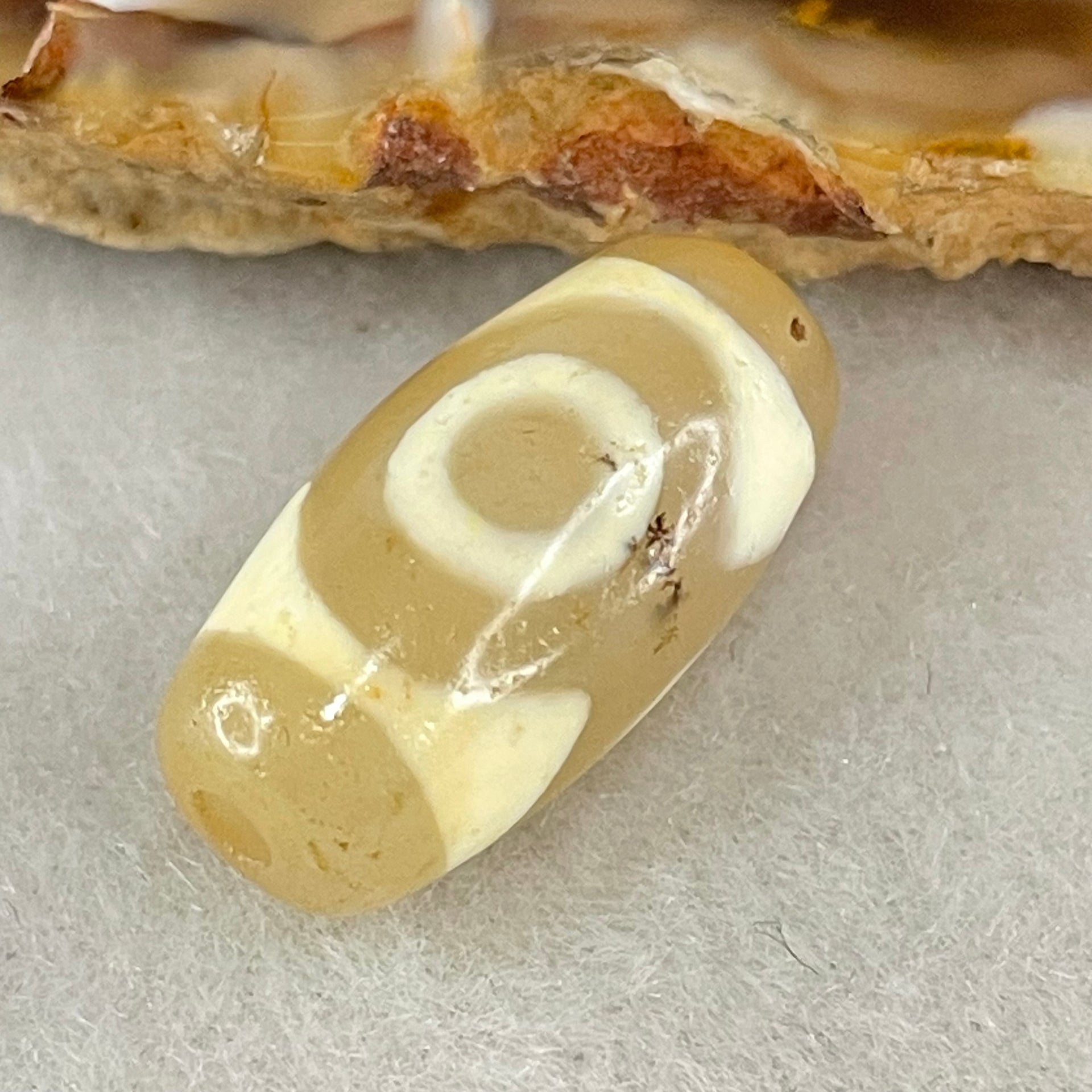 Natural Powerful Tibetan Old Oily Agate 3 Eyes Dzi Bead Heavenly Master (Tian Zhu) 三眼天诛 2.96g 20.0 by 10.1mm - Huangs Jadeite and Jewelry Pte Ltd
